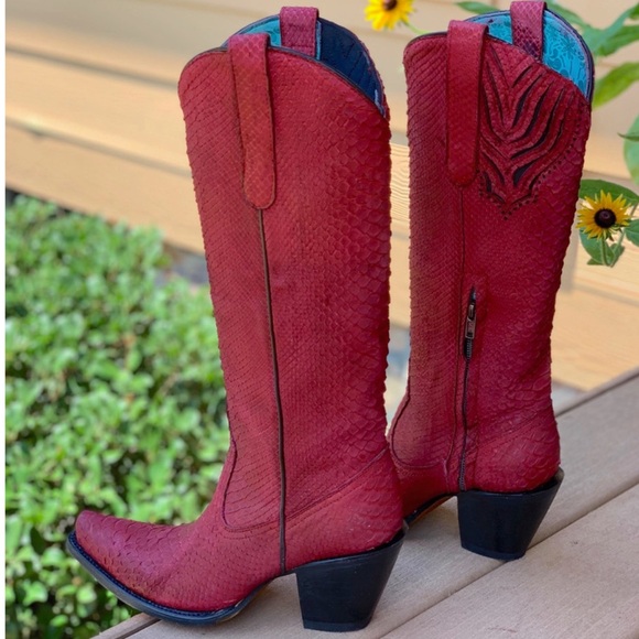 Corral Red Python Tall Top Full Exotic A4194 - Picture 2 of 13